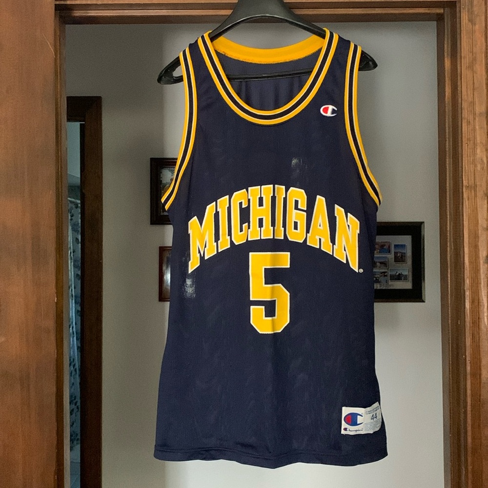 Champion Michigan Navy and Yellow Basketball Jersey #5